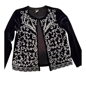 MSK BLACK VELVET BEADED / SEQUIN EMBELLISHED JACKET